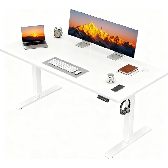 Електричний регульований стіл JUMMICO 110x60 см, білий - ергономічний стіл для комп'ютера