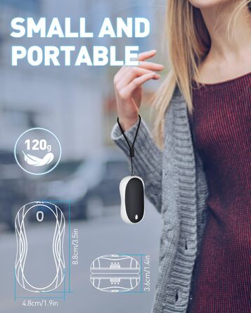 Електричні грілки для рук Cnkeeo 2 шт. з роздільним магнітним з'єднанням, Powerbank USB, 3 режими нагріву, для спорту, риболовлі, полювання, чорно-білі