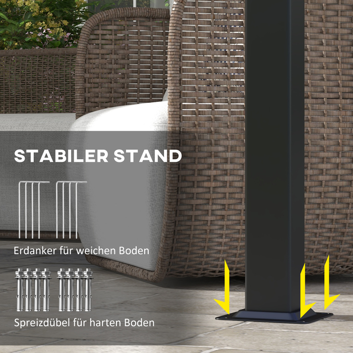 Маркіза для захисту від сонця. Пергола, стійка до погодних умов, з комплектом кріплення, розміром 3 x 3,5 м, бежевого кольору.