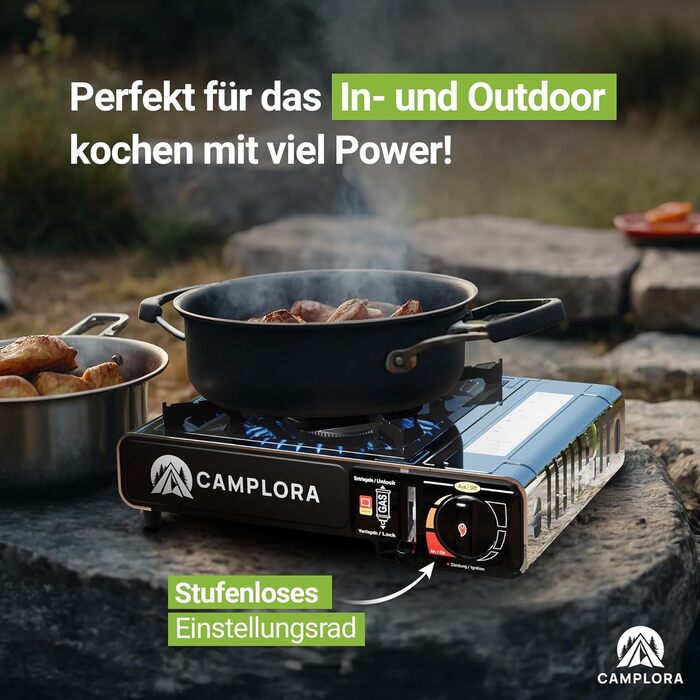 Газовий наметковий пальник для картриджів MFS-1a з кейсом та п'єзозапалювачем - 2.2 кВт, з функцією безпечного відключення (включно з 16 картриджів 227г)