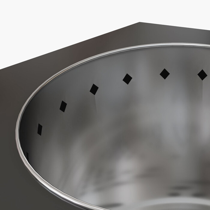 Вогнище, мангал для вогню, кострище, з мітлою, 45 x 38,8 x 46,5 см, сріблястий + чорний