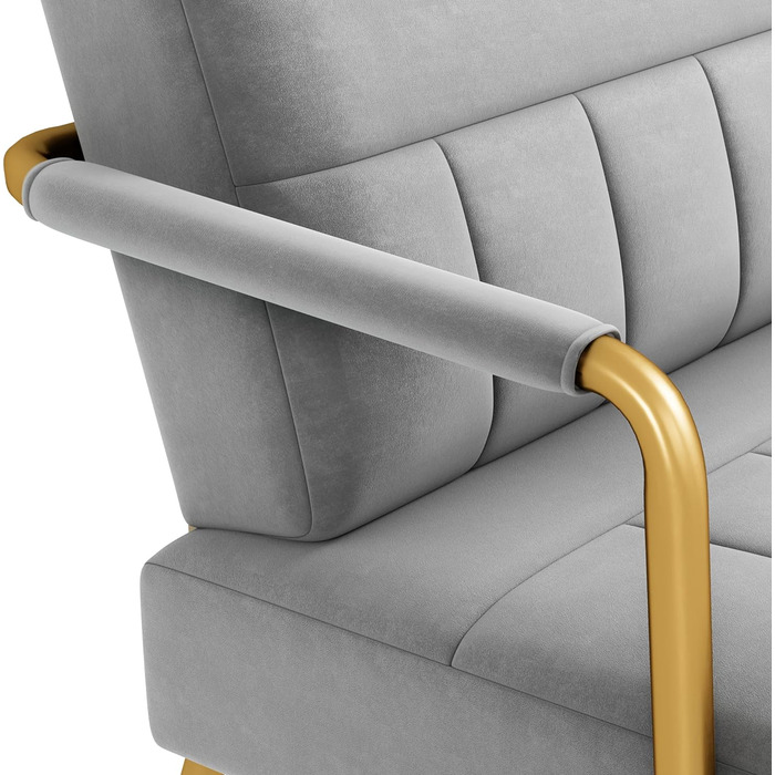 Ягетех Полицьове диван з підлокітниками та металевими ніжками. Сучасний двомісний диван з 2 подушками для попереку. Loveseat для вітальні/спальні, 143,5 см, світло-сірий