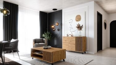 Комод Newroom Дикий дуб Антрацит - 118x85x40 см - Сервант Modern Vintage - Highboard Credenza