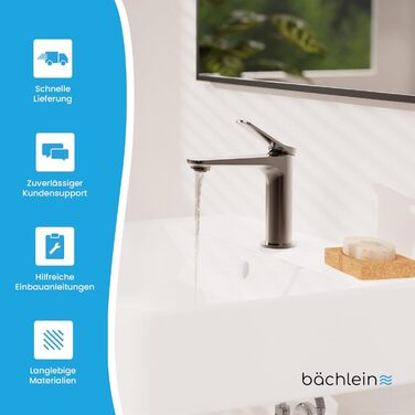 Змішувач для умивальника Bächlein Aldeya чорний матовий, з монтажним комплектом, для накладних умивальників