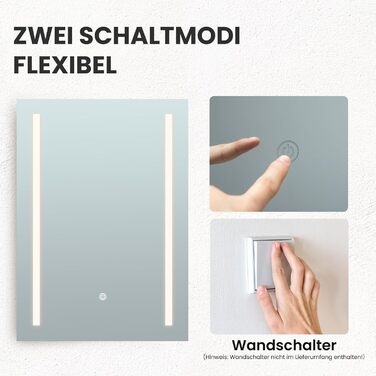 LED дзеркало для ванної кімнати з підсвічуванням | Водостійке IP54 | Сенсорне управління | 70x50 см | Стиль 2