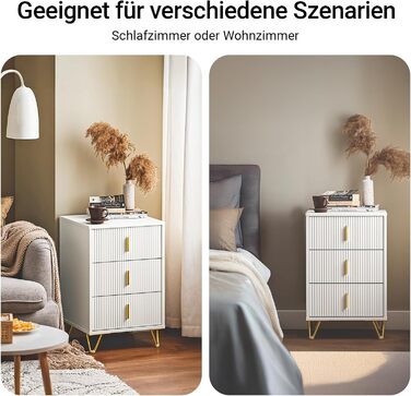 Приліжкові тумбочки SoBuy FBT115-W (білі), 2 шт., з 3 висувними ящиками, 40x40x47 см