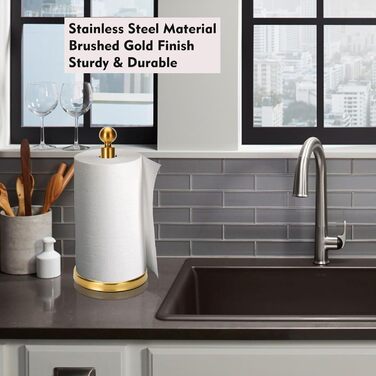 Тримач для паперових рушників на стільницю з обважченою основою, нержавіюча сталь, золото