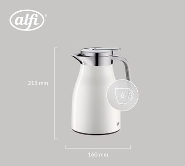 Термос Alfi SKYLINE 1,5л з нержавіючої сталі, білий матовий, з термоізоляцією та скляною вставкою