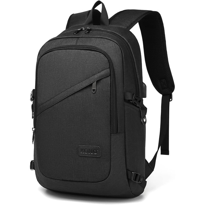 Чорний рюкзак для ноутбука KONO 15.6 дюймів, водонепроникний, антикрадійний, для роботи, подорожей та навчання