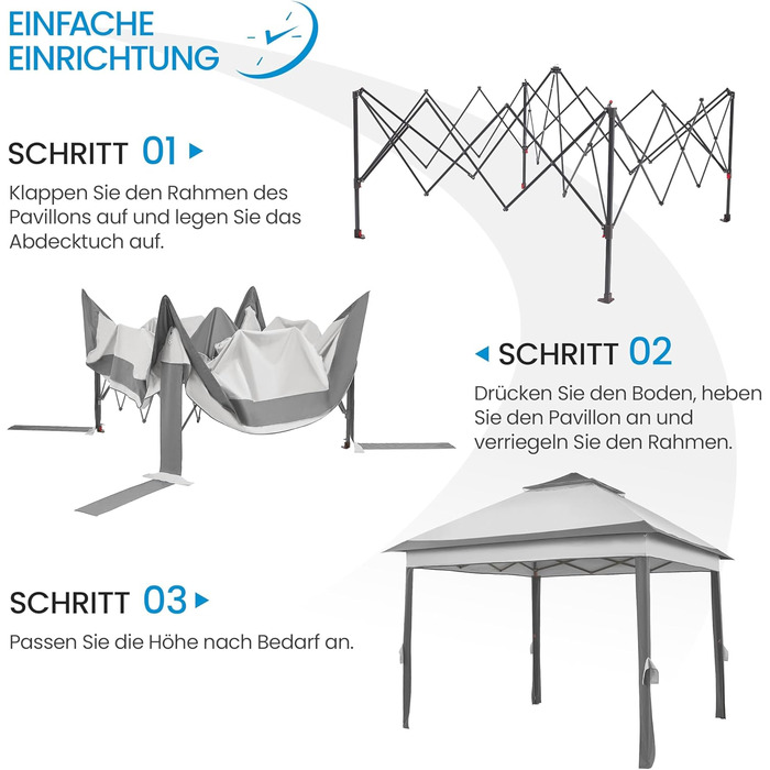 Павільйон Yaheetech 3.3x3.3м, водовідштовхуючий, з москітною сіткою, регульована висота, для саду та відпочинку