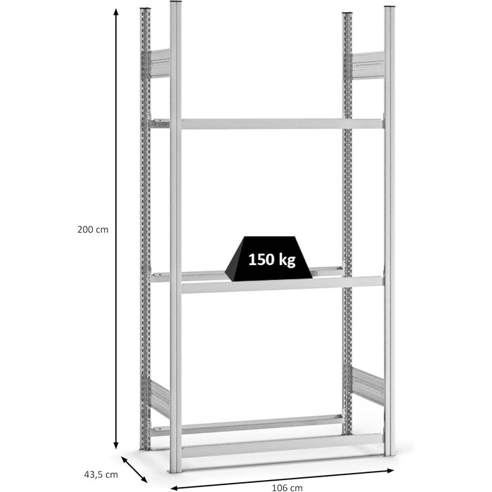 Регулятор для шин PROREGAL | Поличкова стійка | 200x100x40 см | 3 рівня | Макс. навантаження 150 кг | Оцинкована сталь | Стійка для шин у гараж