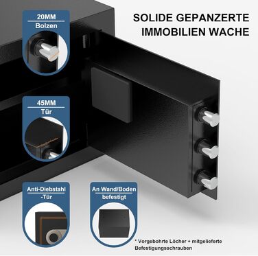 Сейф Diyife 16L з цифровим замком, сигналізацією та підсвіткою. Меблевий сейф з висувною полицею, з міцної сталі SPCC, 35x25x25 см, 2 ключі. Для дому, офісу, готелю.