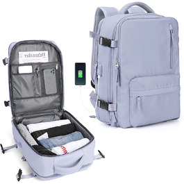 Великий дорожній рюкзак жіночий рюкзак для ручної поклажі чоловічий похідний рюкзак водонепроникний спортивний рюкзак для активного відпочинку повсякденний рюкзак шкільна сумка підходить для 14-дюймового ноутбука з портом USB для зарядки відділення для взуття (підходить для 14-дюймових ноутбуків, C14 - сіро-фіолетовий (маленький))