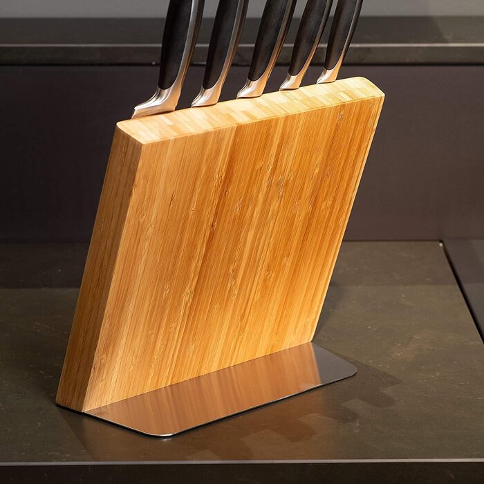 Блок ножів з магнітом Coninx без ножа - блок магнітних ножів без кріплення для безпечного, чистого і акуратного зберігання ножів-Блок ножів універсальний дерев'яний блок ножів (Bamboo xl)