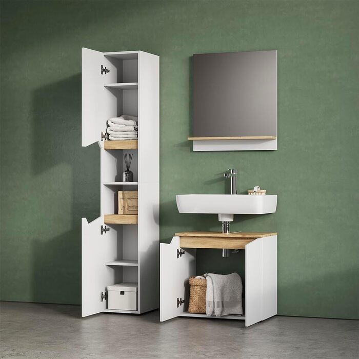 Дзеркало для ванної кімнати Livinity Timavo з полицею, білий, 60 x 67 см