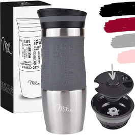 Термокружка Milu 450мл з нержавіючої сталі, 370мл, для кави з собою, з подвійними стінками, не протікає, для подорожей, авто