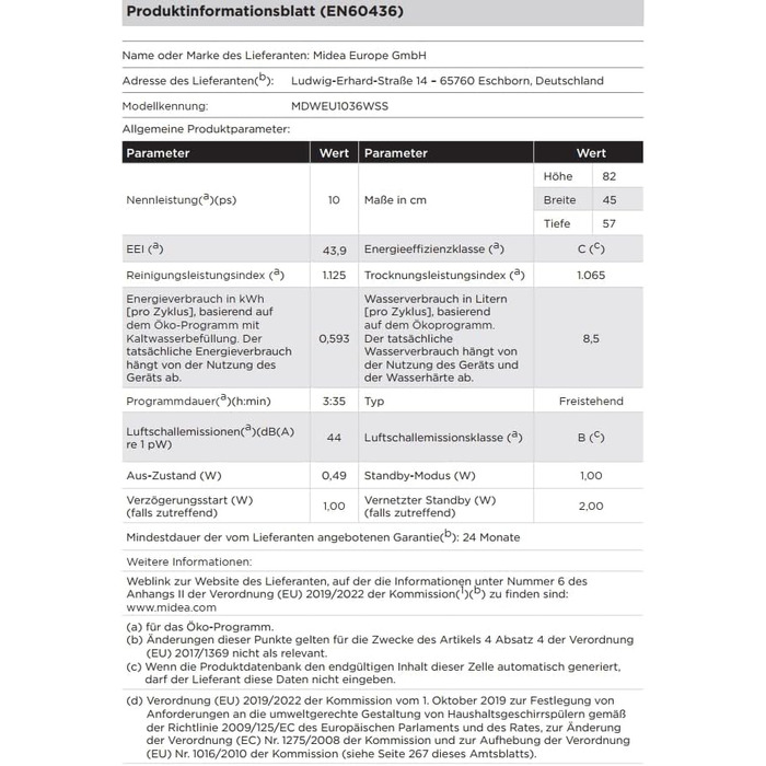 Посудомийна машина Midea SV 5.14K10C, 45 см, 10 комплектів, вбудована, WIFI, 8 програм, 44 дБ, автоматичне відкриття дверцят, таймер затримки 0-24 год, Inox