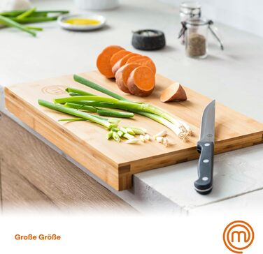 Обробна дошка MasterChef з дерева, 39x27x3см, дуже товста, екологічна, кольори деревини (з упорною кромкою)