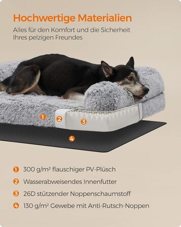 Лежак для собак Feandrea XL, знімний чохол, можна прати