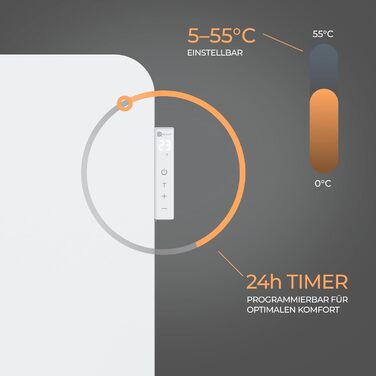 Інфрачервовий обігрівач BR Bringer 450W з Wi-Fi, термостатом та пультом керування. Енергозберігаючий, для стін або підлоги. Німецька якість (білий)