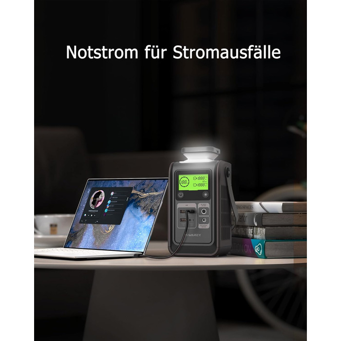 Портативна електростанція 192Wh LiFePO4, 140W USB-C, сонячний генератор 180W для кемпінгу, подорожей, надзвичайних ситуацій