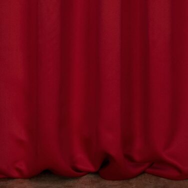 Затемнююча атласна щільна фіранка Eurofirany Logan Blackout- елегантна гладка однотонна м'яка фіранка з вишуканою гардиною для вітальні, спальні, вітальні (люверси, червоні, 135x250 см)