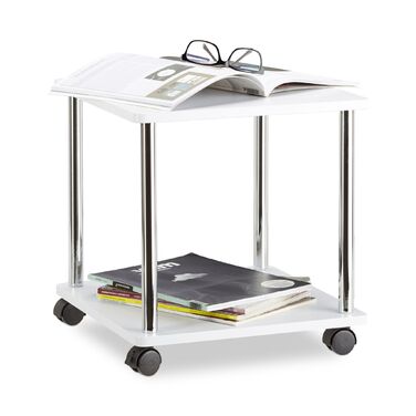 Зручний приставний столик Relaxdays на коліщатках з двома ящиками