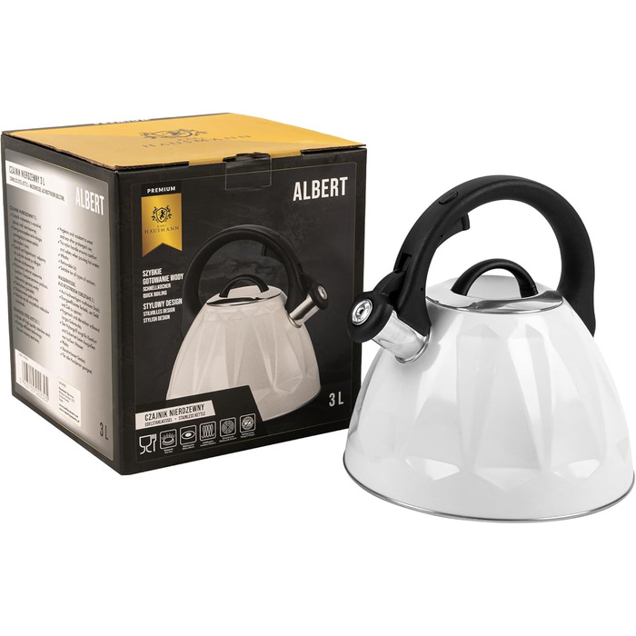 Чайник-заварник Karl Hausmann 3L з автоматичним свистком, з нержавіючої сталі для індукційних, газових та електричних плит