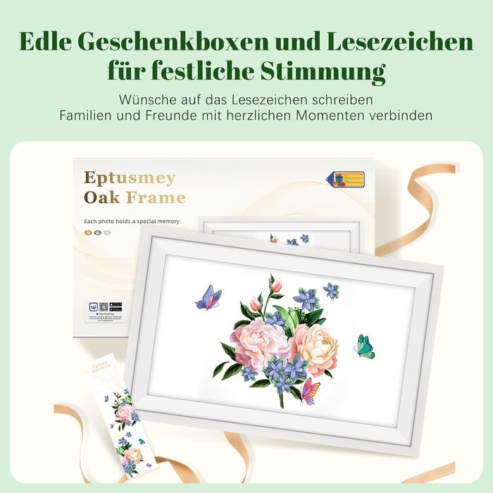 Цифровий фоторамка Eptusmey з Wi-Fi, 10.1 дюймів, корпус з дуба, 32GB, HD IPS сенсорний екран 1280x800, відтворення фото/відео через Uhale APP, подарунок для чоловіків та жінок, колір: білий дуб