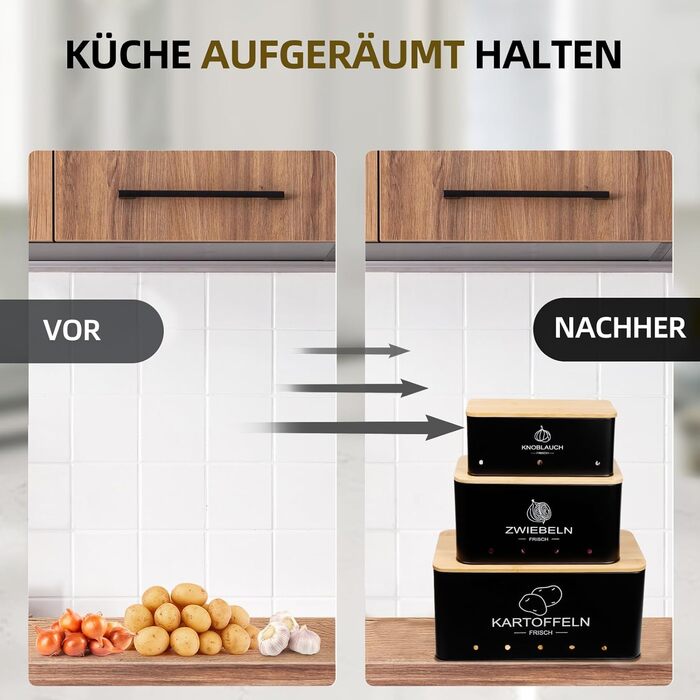 Набір контейнерів для зберігання картоплі, цибулі та часнику - 3 шт. (Бежевий, прямокутний)