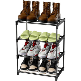 Підставка для взуття Magrimaxio металева, 4 рівні, легка, штабельована, 8 пар взуття, для передпокою, вітальні, спальні, передпокою (чорна)