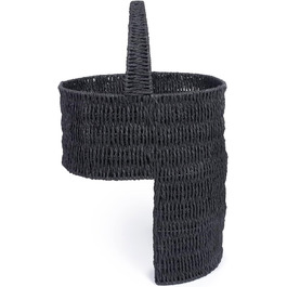 Паперовий мотузковий кошик для сходів з ручкою, чорний чорний папір