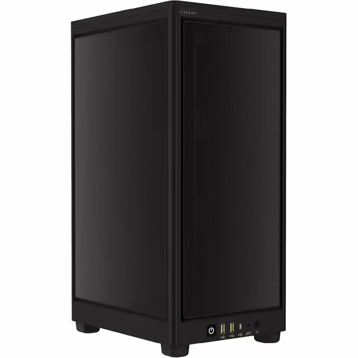 Корпус Corsair 2000D Airflow Mini ITX - Сітчаста сталь - 3 слоти для графічного процесора - Оптимізоване охолодження - Передній ввід/вивід - Чорний