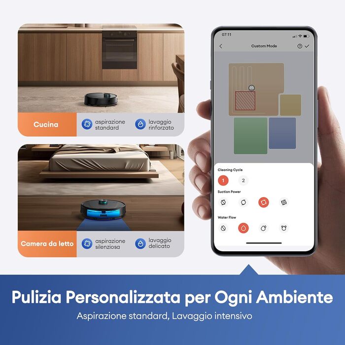 Робот-пилосос Ultenic з функцією миття 6000Pa, LiDAR навігація, 3-в-1, 150 хв роботи, керування через додаток, для шерсті тварин, килимів та твердих підлог D10