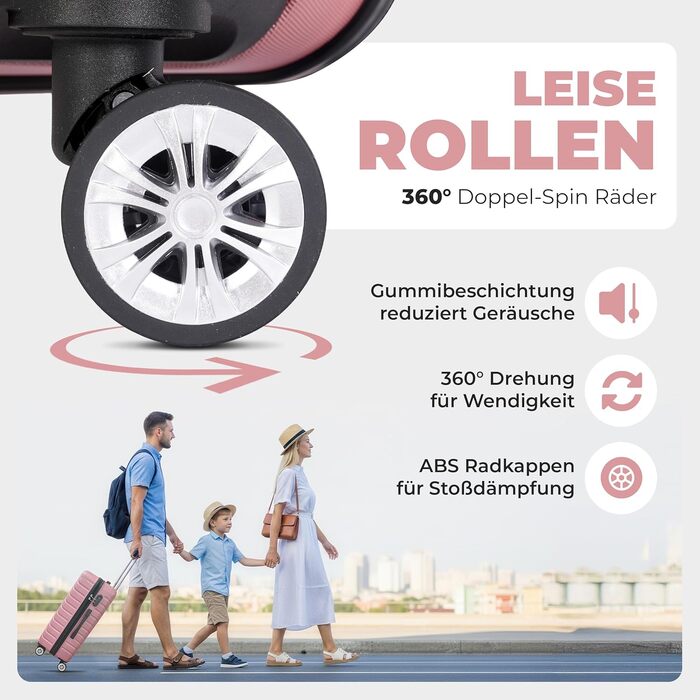 Набір валіз Onbest 3шт XXL (20', 24', 28') з ABS пластику, рожеве золото + ваги