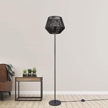 Торшер Paco Home Boho Rattan E27, Чорний (Ø33 см), Одноногий Чорний