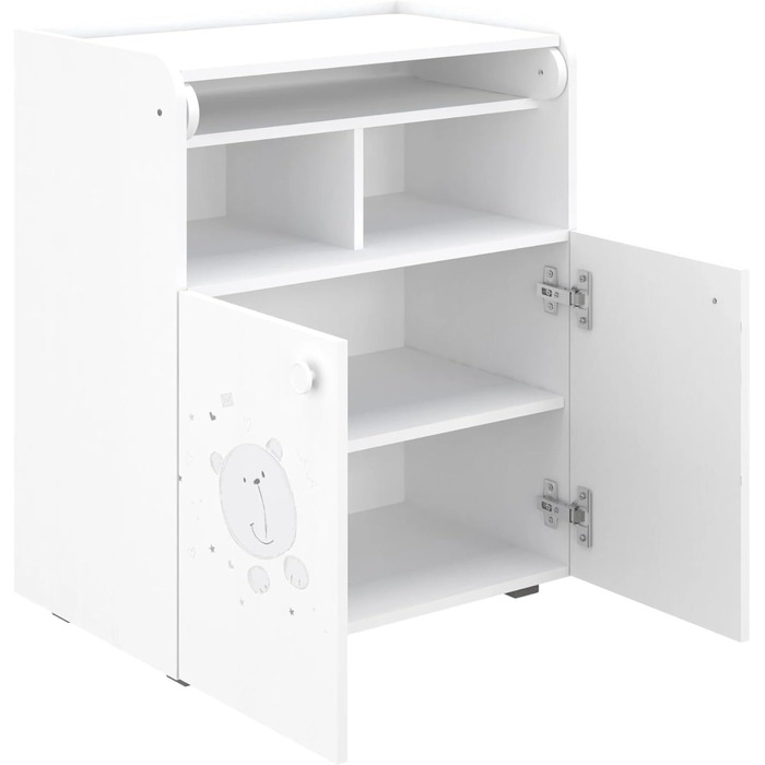 Комод для дитячої кімнати Shefa Wickelkommode 700 Teddy, білий - сучасний комод для немовлят, 47 x 70 x 86 см, білий, ведмедик