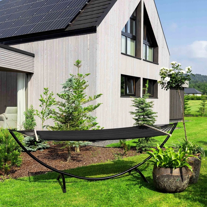 Гамак зі стійкою Di Volio, чорний, навантаження до 120 кг, 280 x 100 см