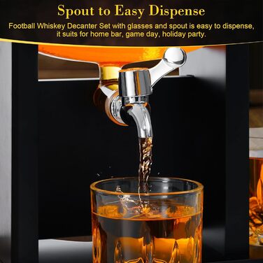 Набір для віскі з футбольним декором для чоловіків: лікерний набір з 2 склянками + 2 охолоджувачами, 1,3 л, подарунок для батька, чоловіка, друга