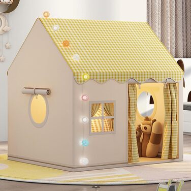 Дитячий намет-халапа для гри вдома | Халапа-замок для дітей, великий намет для ігор у приміщенні, міцний намет для дітей, жовтий колір