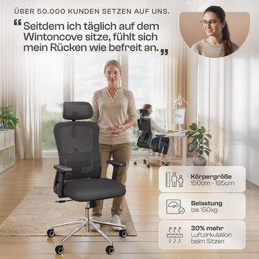 Ергономічне крісло Galahad - офісне, ігрове, поворотне | Макс. 150 кг | Чорний