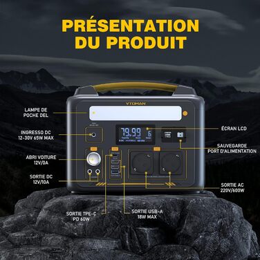Портативна електростанція VTOMAN Jump 600X 600 Вт, сонячний генератор 299 Втгод, акумулятор LiFePO4, розширюється