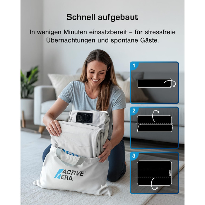 Надувне ліжко Active Era Luxus для 2 осіб з електричним насосом та інтегрованим подушками, 200 x 150 x 36.5 см - ідеально для кемпінгу та гостей