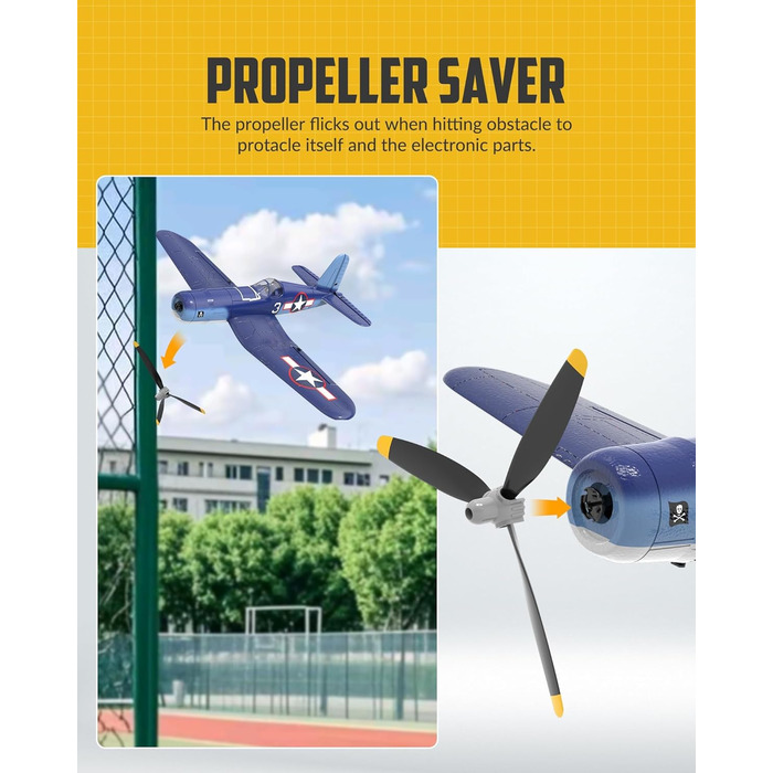 Радіокерований літак Volantexrc F4U Corsair V2 RTF 2.4GHz з USB зарядкою – для початківців, паркфлаєрів, легких польотів