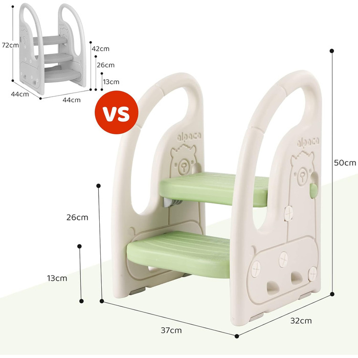 Триттхокер для дітей Onasti з 2 ступенів, регульована висота, зелений