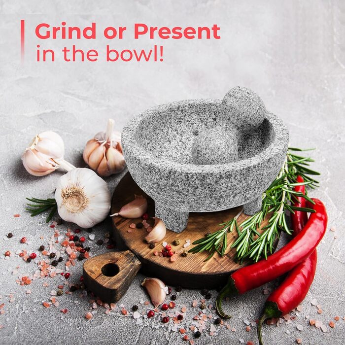 Набір для приготування соусів та спецій Alpine Cuisine: ступка та товкачок з граніту (20,3 см)