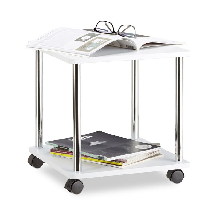 Зручний приставний столик Relaxdays на коліщатках з двома ящиками