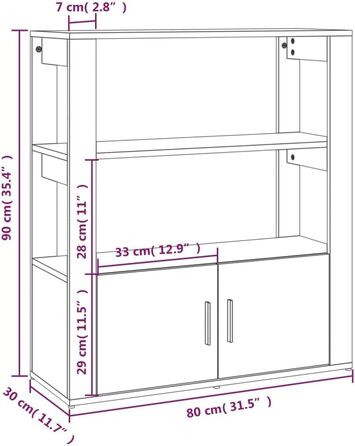 Сервант Шафа Credenza Бічна шафа Комод Багатофункціональна шафа Стояча шафа Книжкова шафа Стояча полиця 80x30x90 см інженерна деревина (коричневий)