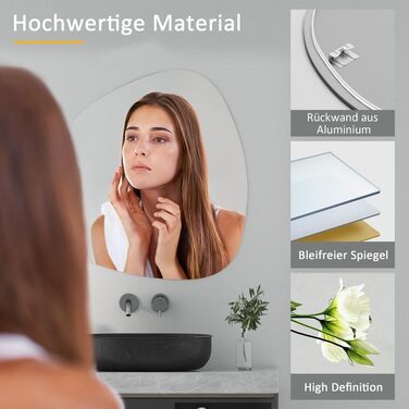 Дзеркало для ванної кімнати Spiegel Schwarz 40x60 см з металевим каркасом | Прямокутне настінне дзеркало для ванної, вітальні, спальні, гостьової кімнати