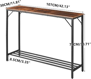 Консольний столик YMYNY з відкритими полицями, 107x30x78 см, білий & золотий (HST006W)
